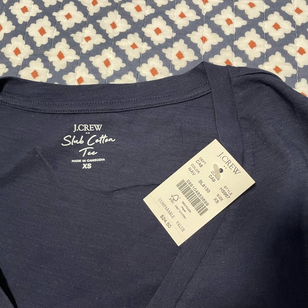 New with tags J. CREW Navy Vneck Shirt
